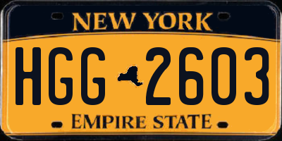 NY license plate HGG2603