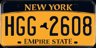 NY license plate HGG2608