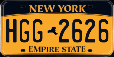 NY license plate HGG2626