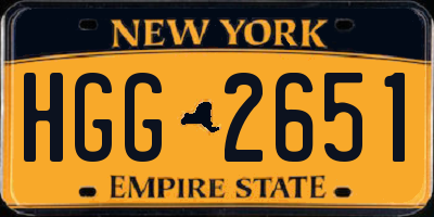 NY license plate HGG2651