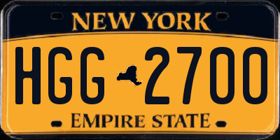 NY license plate HGG2700