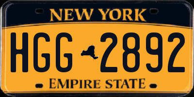 NY license plate HGG2892
