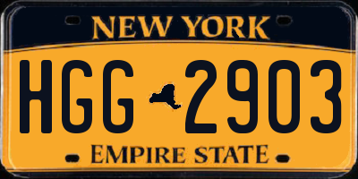 NY license plate HGG2903
