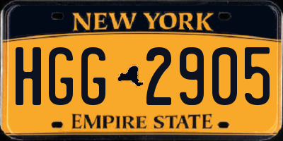 NY license plate HGG2905