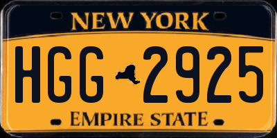 NY license plate HGG2925