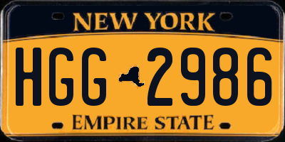 NY license plate HGG2986