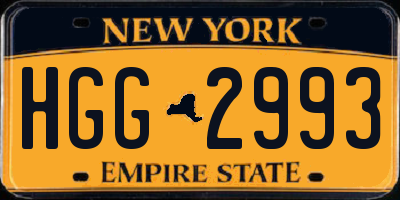 NY license plate HGG2993