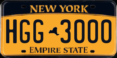 NY license plate HGG3000