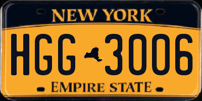 NY license plate HGG3006