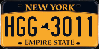 NY license plate HGG3011