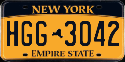 NY license plate HGG3042