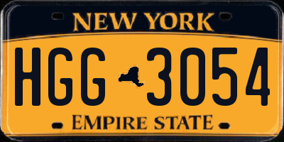 NY license plate HGG3054