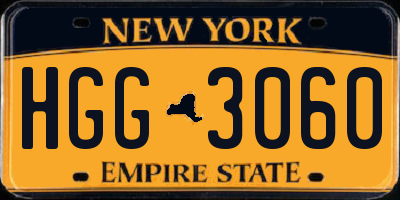 NY license plate HGG3060
