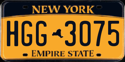 NY license plate HGG3075