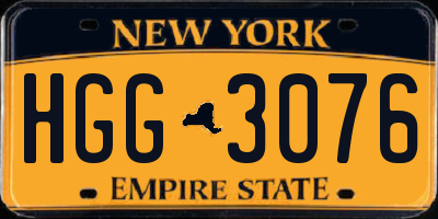 NY license plate HGG3076
