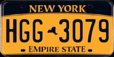 NY license plate HGG3079