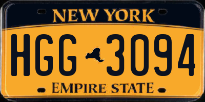 NY license plate HGG3094