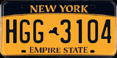 NY license plate HGG3104