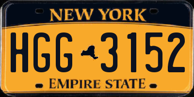 NY license plate HGG3152