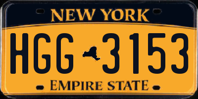 NY license plate HGG3153