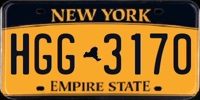 NY license plate HGG3170