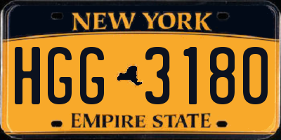 NY license plate HGG3180