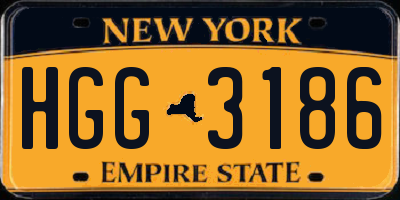 NY license plate HGG3186