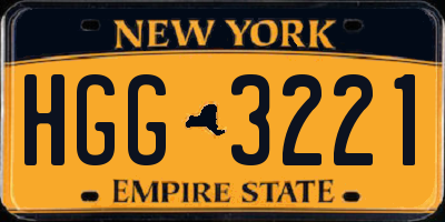 NY license plate HGG3221