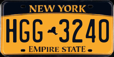 NY license plate HGG3240