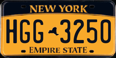 NY license plate HGG3250