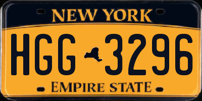 NY license plate HGG3296