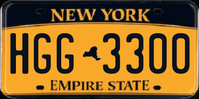 NY license plate HGG3300
