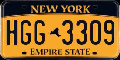 NY license plate HGG3309