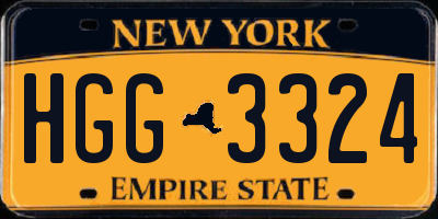 NY license plate HGG3324