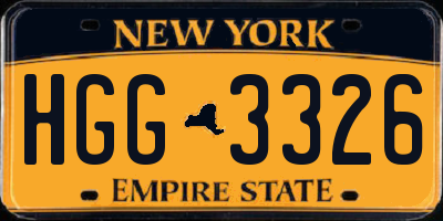 NY license plate HGG3326