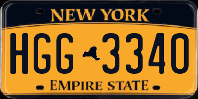 NY license plate HGG3340