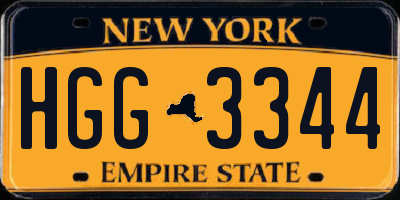 NY license plate HGG3344