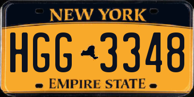 NY license plate HGG3348