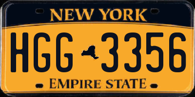 NY license plate HGG3356