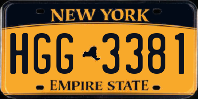 NY license plate HGG3381