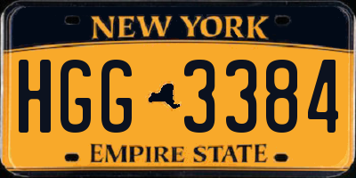 NY license plate HGG3384