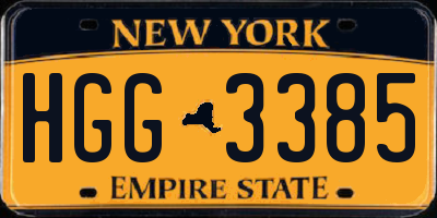 NY license plate HGG3385