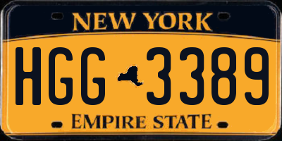 NY license plate HGG3389
