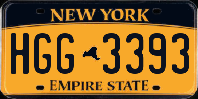 NY license plate HGG3393