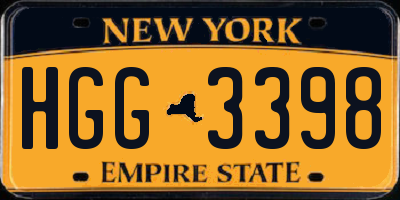 NY license plate HGG3398