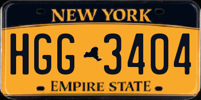 NY license plate HGG3404