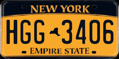 NY license plate HGG3406