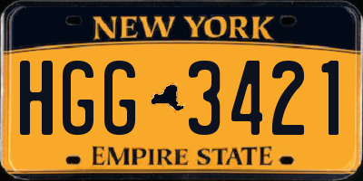 NY license plate HGG3421