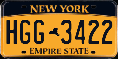 NY license plate HGG3422