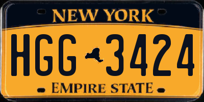 NY license plate HGG3424